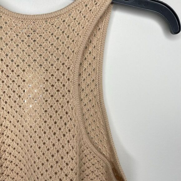J.CREW Cashmere Top Women Small Tan NEW Pointelle Sleeveless Sweater BZ496 - Picture 6 of 12